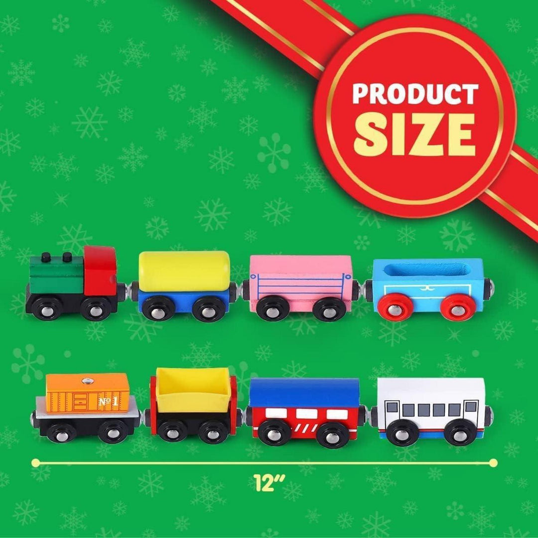 Adventskalender für Kinder 2026 | 12 Tage mit Holz-Eisenbahnwaggons, Magnetverbindung und Rückziehfunktion zum Spielen