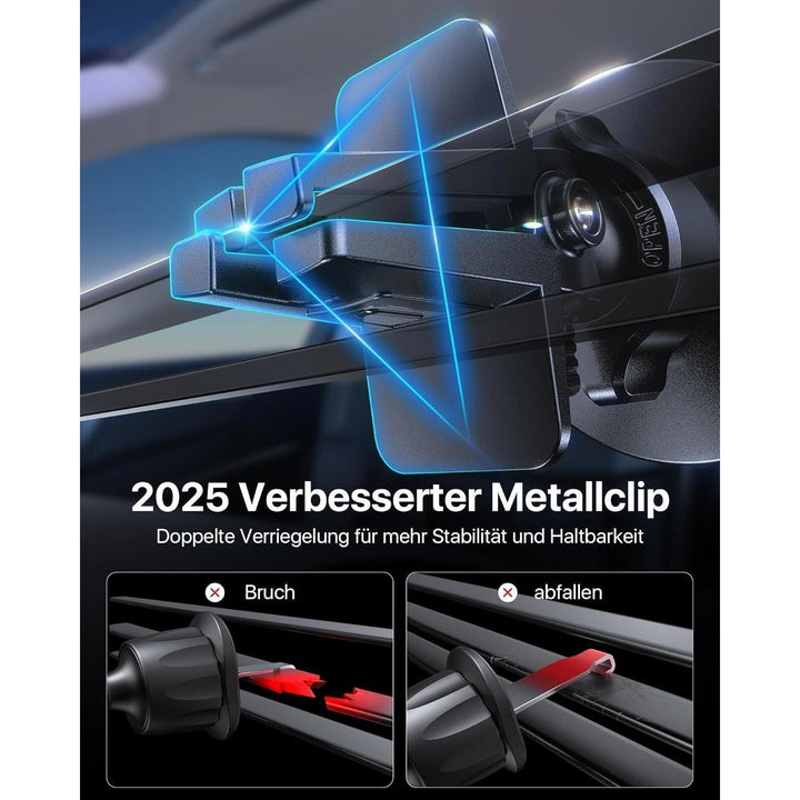 MagSafe Handyhalterung Auto mit 20 N55-Magneten | Magnetische Smartphone-Halterung für Lüftungsschlitze mit 360° Drehung und Metallring