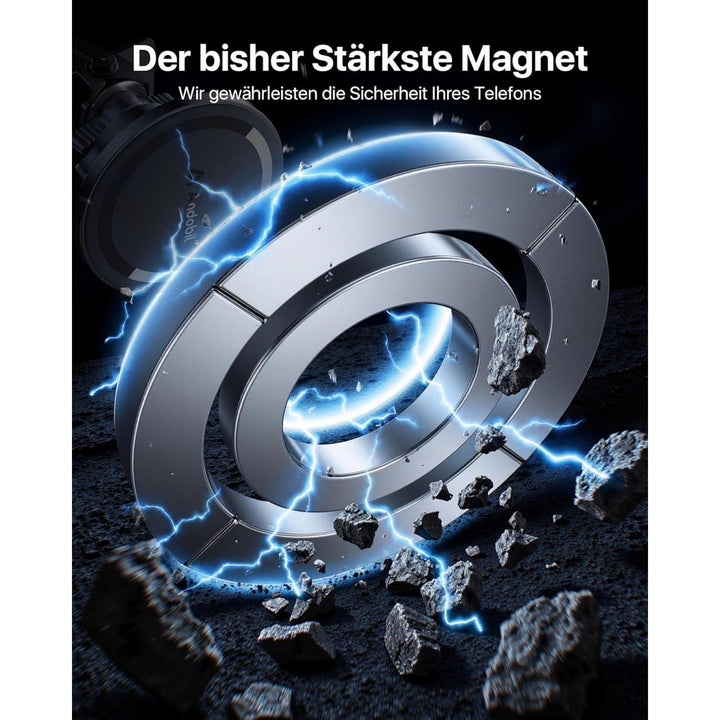 MagSafe Handyhalterung Auto mit 20 N55-Magneten | Magnetische Smartphone-Halterung für Lüftungsschlitze mit 360° Drehung und Metallring