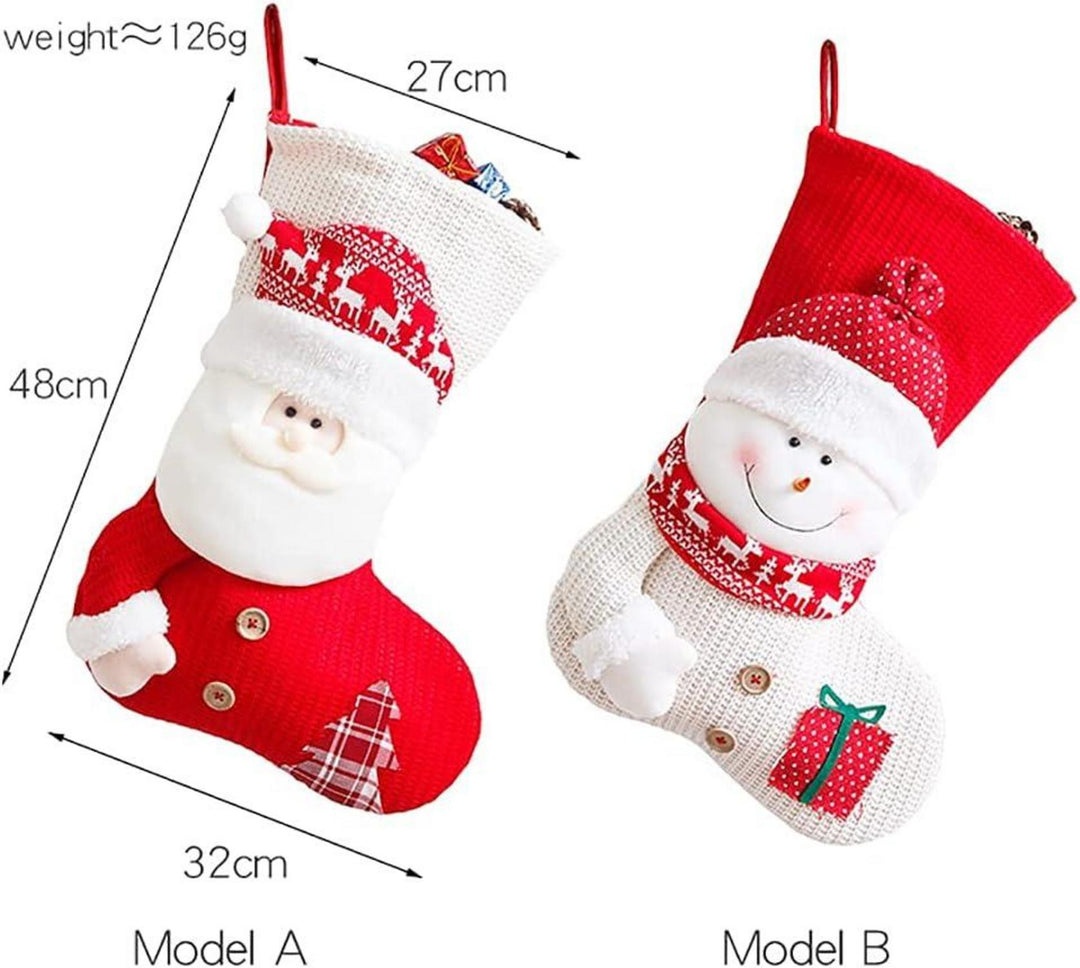 Weihnachtsstrümpfe mit Weihnachtsmann, Schneemann und Rentier | Große Nikolausstrümpfe in 3 Größen zum Befüllen und Aufhängen
