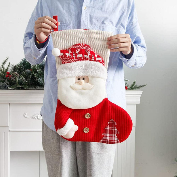 Weihnachtsstrümpfe mit Weihnachtsmann, Schneemann und Rentier | Große Nikolausstrümpfe in 3 Größen zum Befüllen und Aufhängen
