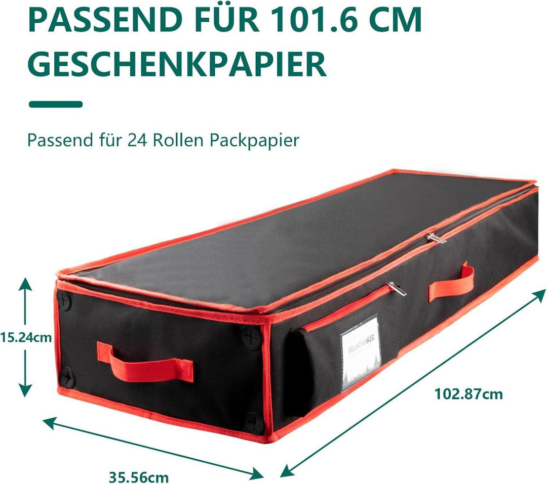Geschenkpapier Aufbewahrungstasche | Organizer für 18–24 Geschenkpapierrollen mit 6 Fächern, Reißverschluss und Tragegriffen