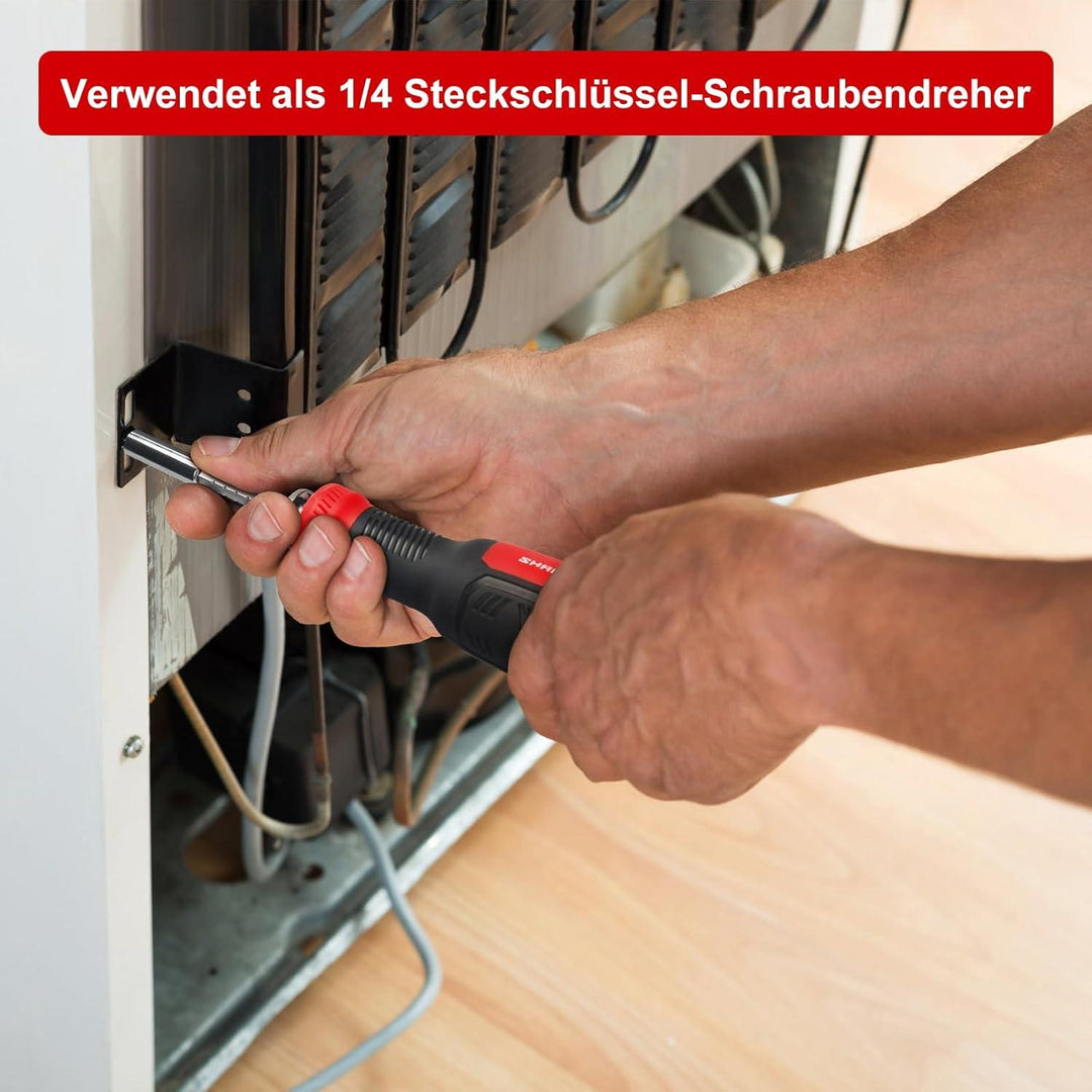 Multibit Schraubendreher 13-in-1 | Magnetischer Bithalter mit 12 Wechselbits, Teleskopschaft und Bitfach im Griff für Reparaturen