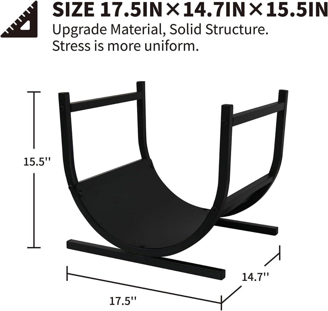 Kaminholzregal U-förmig aus Schmiedeeisen 44,5 x 37,4 x 39,4 cm | Schwarz, pulverbeschichtet | Für innen und außen bis 60 kg