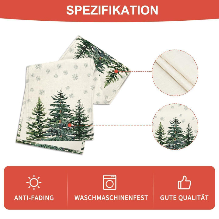 Weihnachtlicher Tischläufer Beige 40 x 180 cm | Mit Kiefern- und Schneeflockenmotiv, waschbare Tischdeko für Weihnachten und Advent