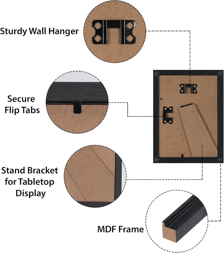 Bilderrahmen 13x18 cm 15er-Set | Fotorahmen mit Holzmaserung für Wand und Tisch, flexibel aufstellbar für Fotowände und Galerien