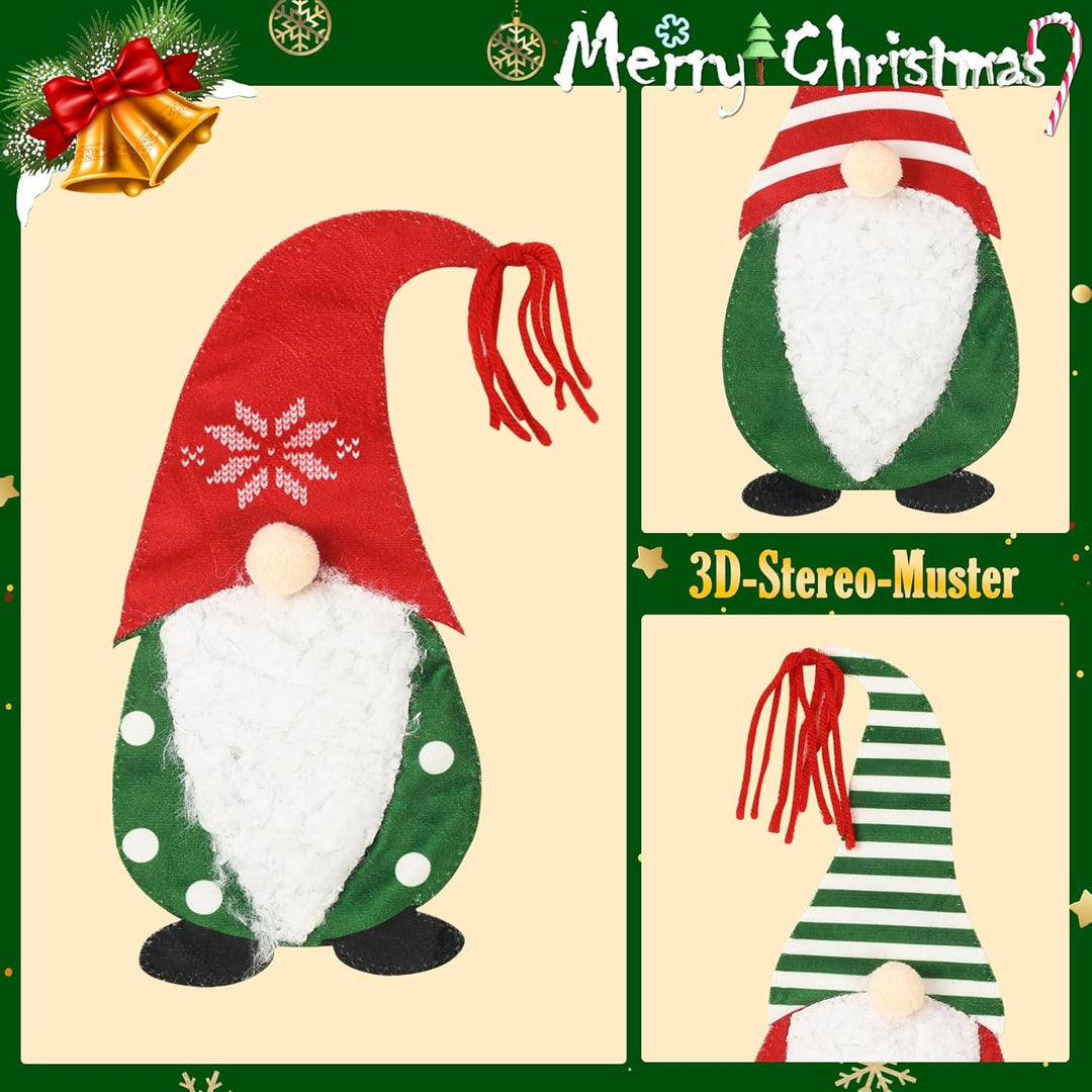 Weihnachtsstrümpfe 3er Set 45 cm aus Leinen | Große Nikolausstrümpfe mit 3D-Weihnachtsmann-Motiv zum Befüllen und Aufhängen