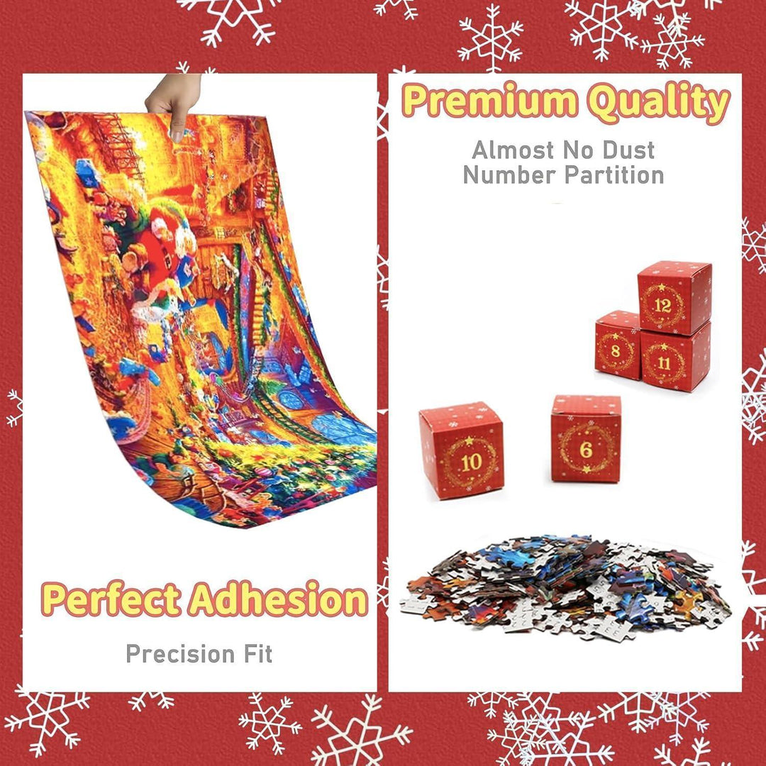 Adventskalender Puzzle 2026 mit 1008 Teilen | Weihnachtspuzzle mit 24 Boxen à 42 Teilen und Weihnachtsmotiv für Erwachsene und Kinder