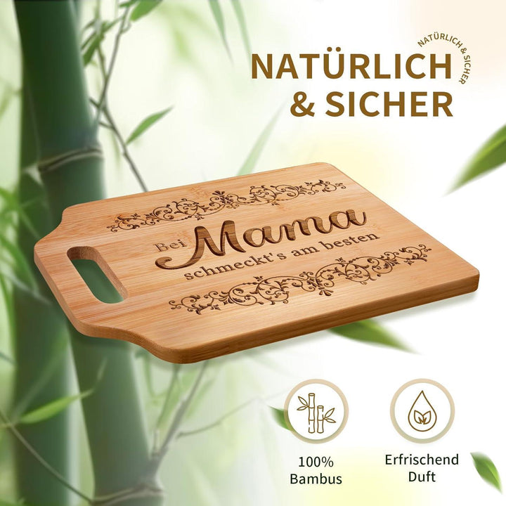 Schneidebrett für Mama | Graviertes Küchenbrett mit liebevollem Spruch als persönliches Geschenk zum Geburtstag oder zu Weihnachten