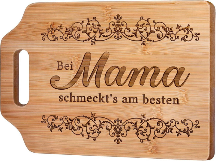 Schneidebrett für Mama | Graviertes Küchenbrett mit liebevollem Spruch als persönliches Geschenk zum Geburtstag oder zu Weihnachten