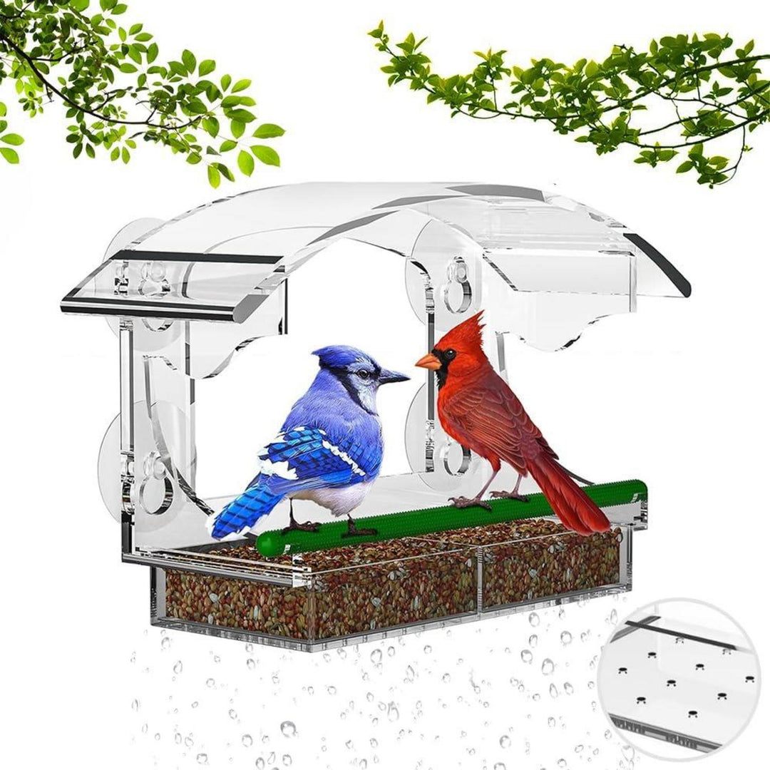 Fenster Vogelfutterhaus mit Saugnäpfen | Transparenter Vogelfutterspender mit abnehmbarem Futtertablett zur Vogelbeobachtung