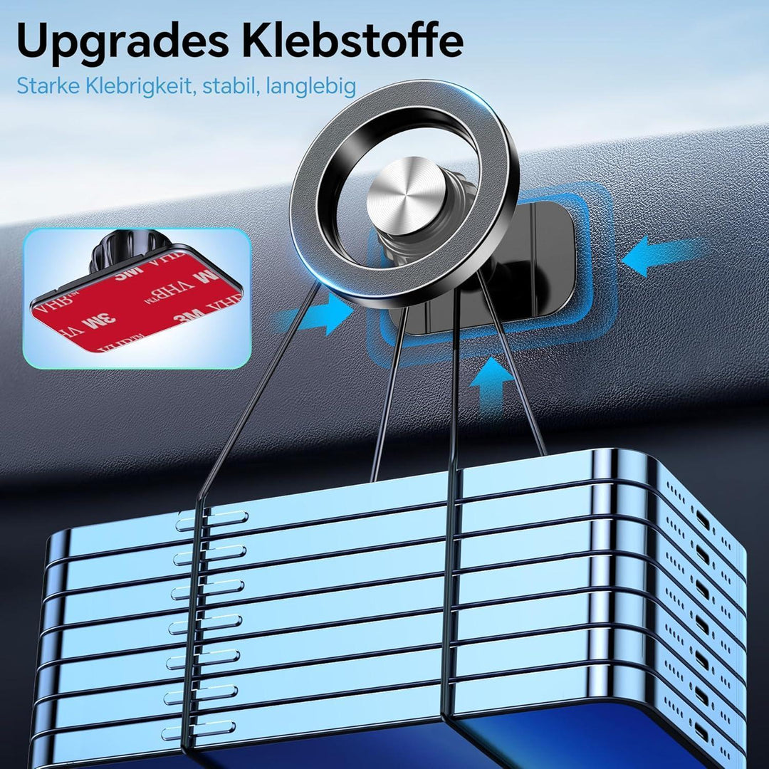 MagSafe Handyhalterung Auto mit 20 N55-Magneten | 360° drehbar für iPhone 17–13, mit Lüftungsklemme und Armaturenbrett-Befestigung