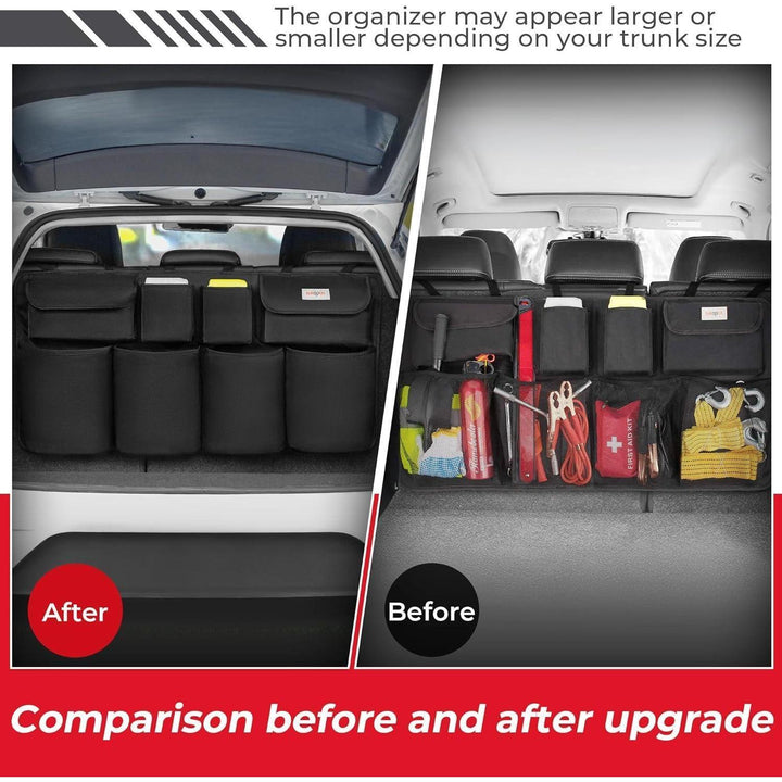 Kofferraum Organizer mit 8 Taschen | Hängende Auto-Aufbewahrung mit Klettbefestigung, wasserfestem Stoff und platzsparendem Design
