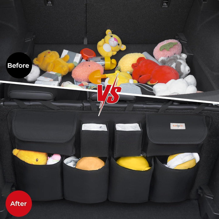 Kofferraum Organizer mit 8 Taschen | Hängende Auto-Aufbewahrung mit Klettbefestigung, wasserfestem Stoff und platzsparendem Design