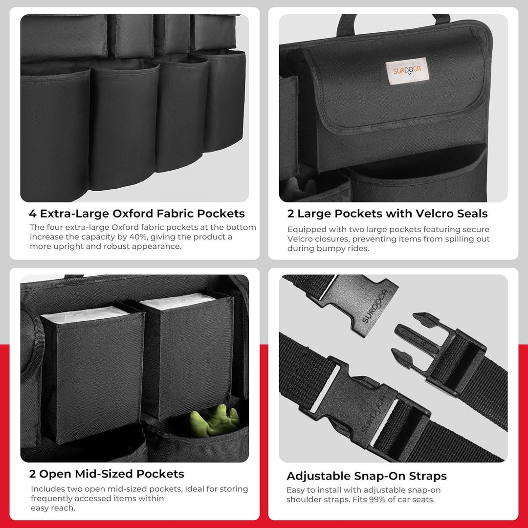 Kofferraum Organizer mit 8 Taschen | Hängende Auto-Aufbewahrung mit Klettbefestigung, wasserfestem Stoff und platzsparendem Design