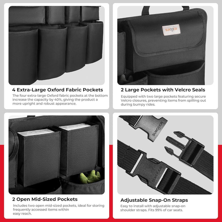 Kofferraum Organizer mit 8 Taschen | Hängende Auto-Aufbewahrung mit Klettbefestigung, wasserfestem Stoff und platzsparendem Design