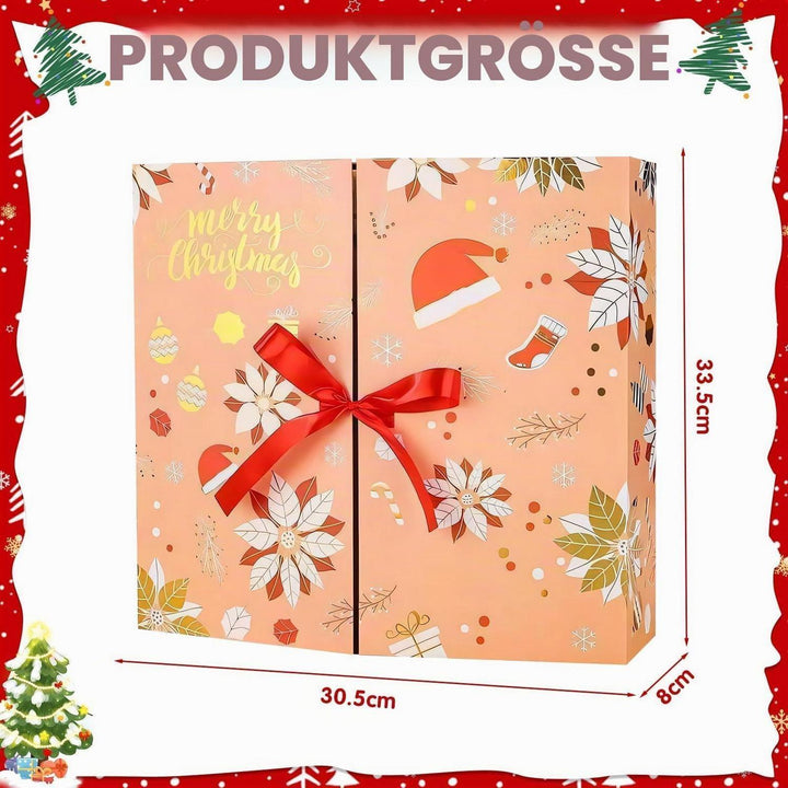 Adventskalender zum Befüllen mit 24 Geschenkboxen in Gelb | Wiederverwendbarer Weihnachtskalender aus Karton 33 x 30 x 8 cm zum Selbstgestalten