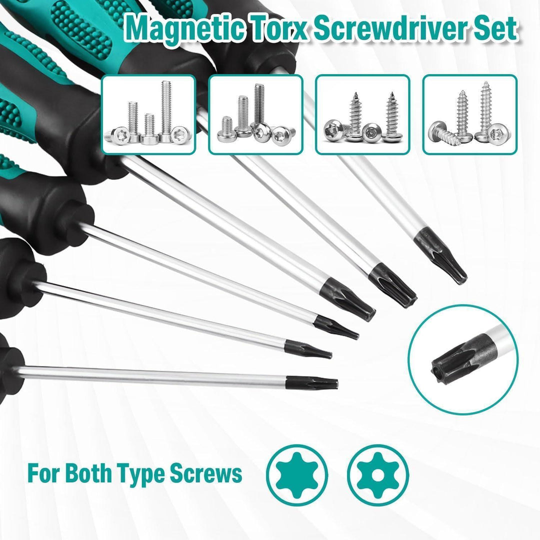 Torx Schraubendreher Set 12-teilig | Magnetische Schraubendreher T5–T40 mit rutschfestem Griff und praktischer Reißverschlusstasche