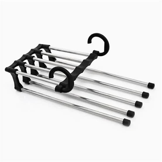 Pants &amp; clothing hanger space saver | Multifunctional hanger with 5 layers | Space-saving drying and storage | Non-slip ends