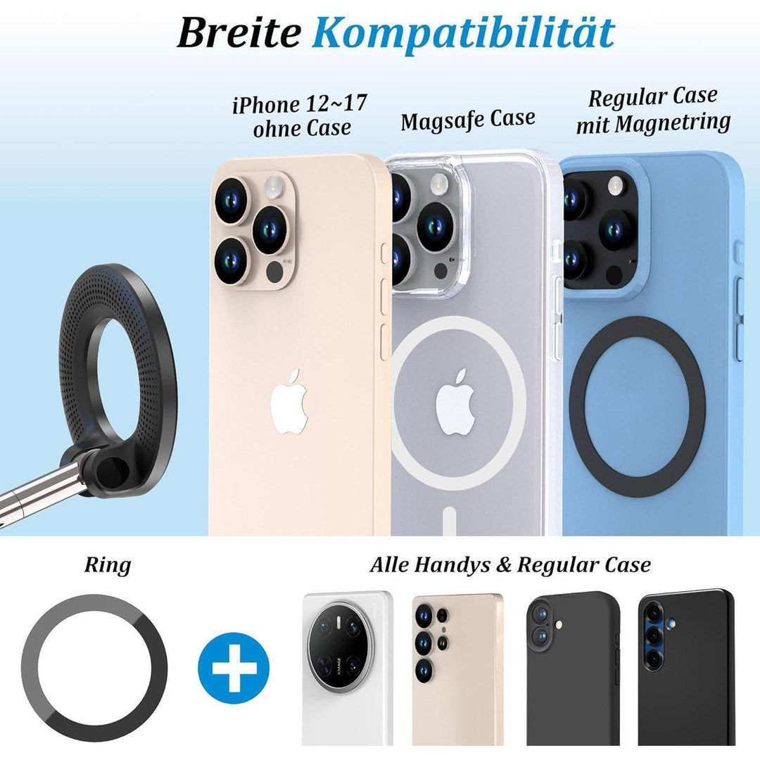 MagSafe Handyhalterung Auto mit Vakuum-Saugnapf | 360° drehbare Magnethalterung mit N55-Magneten und flexiblem Arm für iPhone und Android