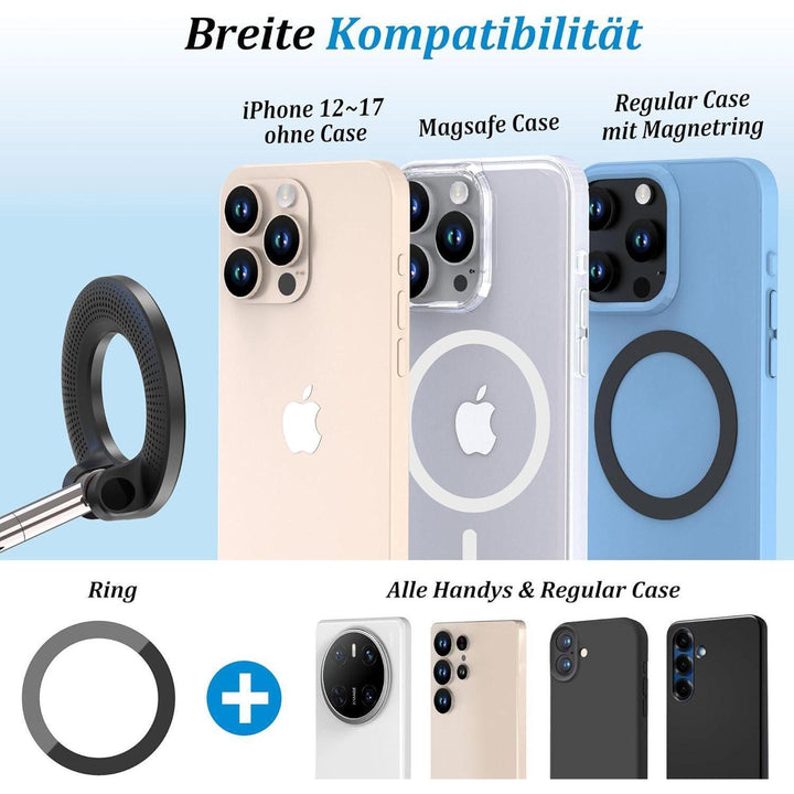 MagSafe Handyhalterung Auto mit Vakuum-Saugnapf | 360° drehbare Magnethalterung mit N55-Magneten und flexiblem Arm für iPhone und Android