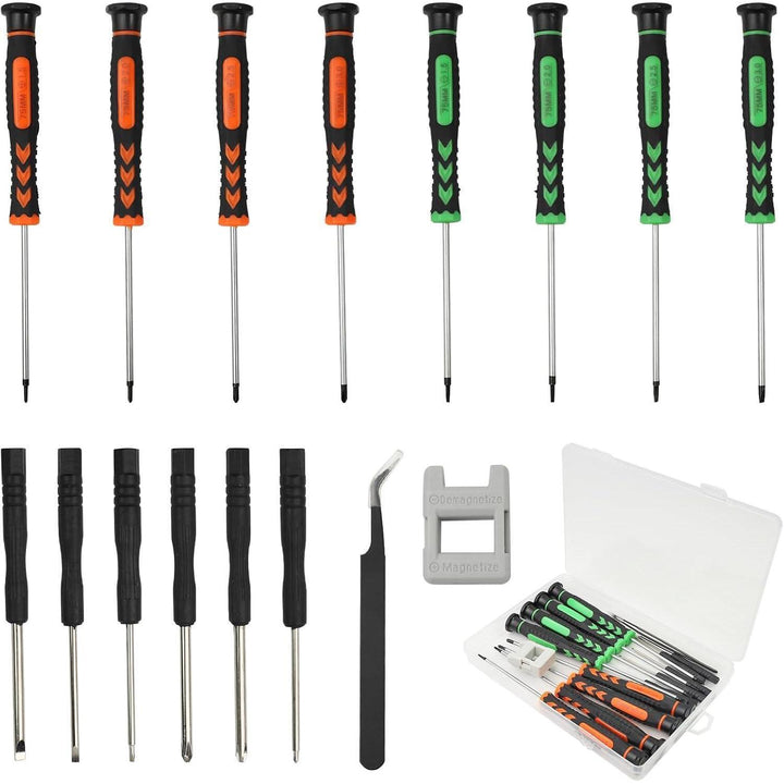 Präzisions-Schraubendreher Set | Magnetisches Feinmechaniker Werkzeug mit Wechselbits, Pinzette und Aufbewahrungsbox für Elektronik