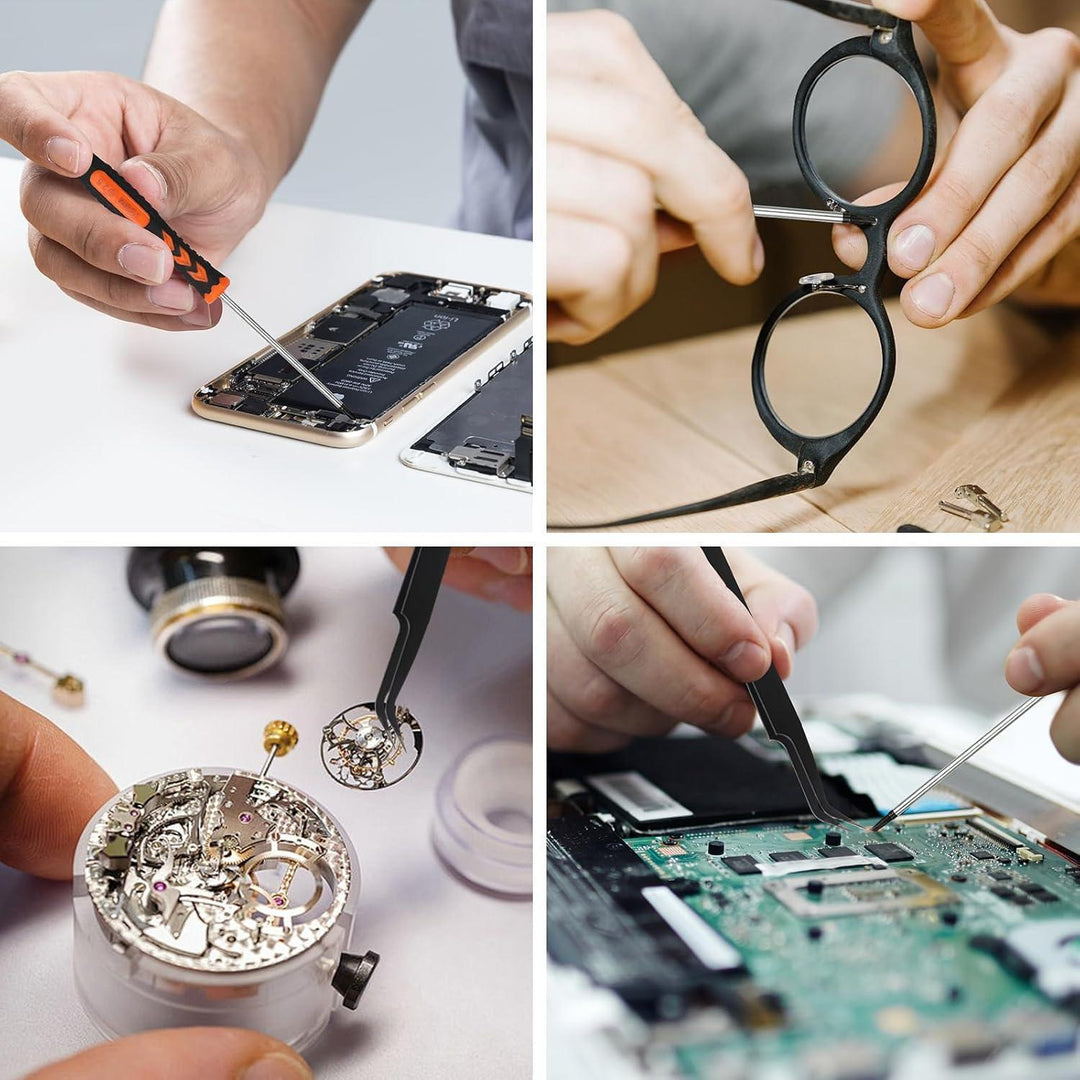 Präzisions-Schraubendreher Set | Magnetisches Feinmechaniker Werkzeug mit Wechselbits, Pinzette und Aufbewahrungsbox für Elektronik