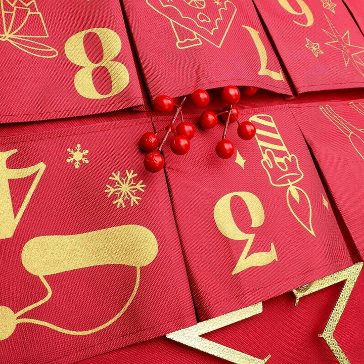 Adventskalender zum Befüllen mit 24 Glitzer-Säckchen | Große Stoffbeutel in Rotgold zum Aufhängen, wiederverwendbar für Weihnachten