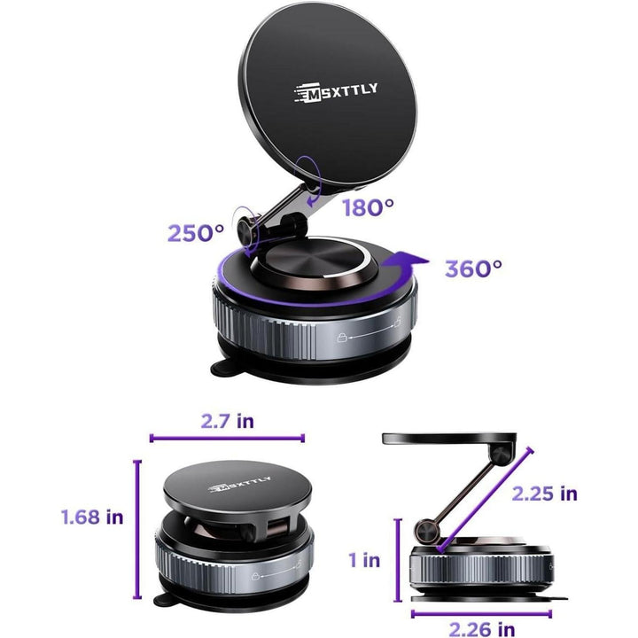Magnetische Handyhalterung Auto mit MagSafe und Vakuum-Saugnapf | 22 N52-Magnete, 360° drehbar, 180° neigbar und einklappbar