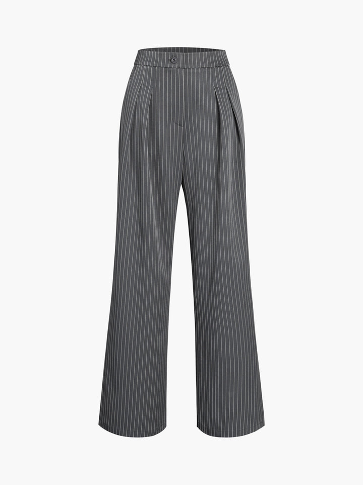 Isalie | Pantaloni da donna chic con design a righe sottili e plissé