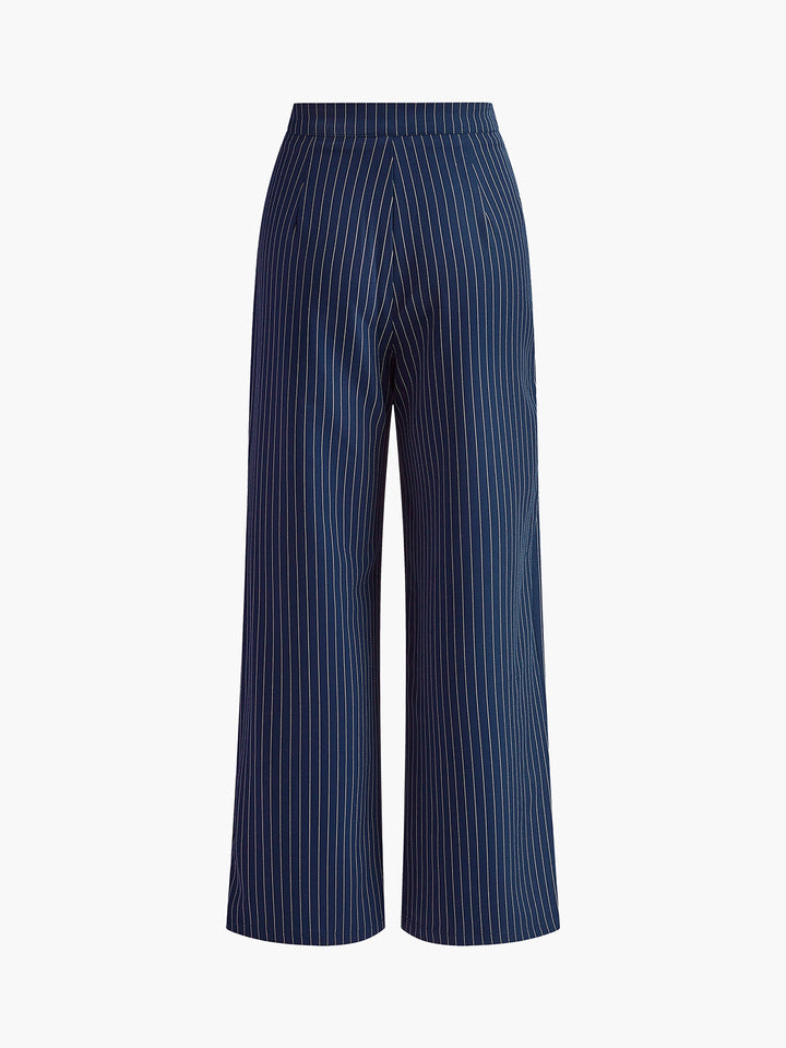 Isalie | Pantaloni da donna chic con design a righe sottili e plissé