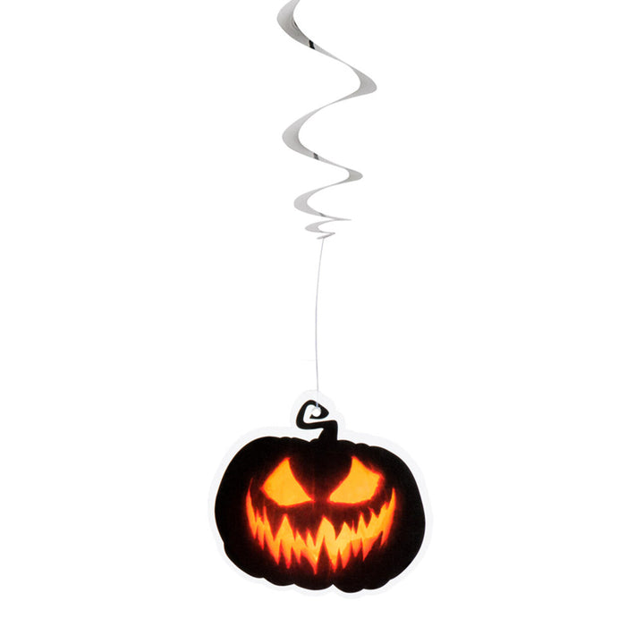 Halloween Kürbis Hängedeko 2er-Set | Spiral-Hängedekoration mit gruseligen Kürbisgesichtern für Halloween-Partys