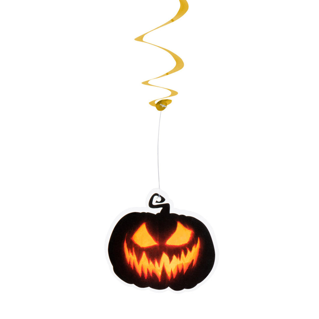 Halloween Kürbis Hängedeko 2er-Set | Spiral-Hängedekoration mit gruseligen Kürbisgesichtern für Halloween-Partys