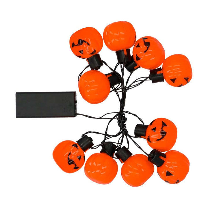 Halloween LED Lichterkette Kürbis 175 cm | Orange Kürbislichter für stimmungsvolle Halloween- und Partydekoration