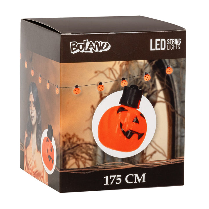 Halloween LED Lichterkette Kürbis 175 cm | Orange Kürbislichter für stimmungsvolle Halloween- und Partydekoration
