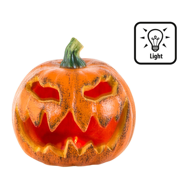 Halloween LED Kürbis | Beleuchteter Deko-Kürbis mit gruseligem Gesicht für Tisch-, Garten- und Partydekoration
