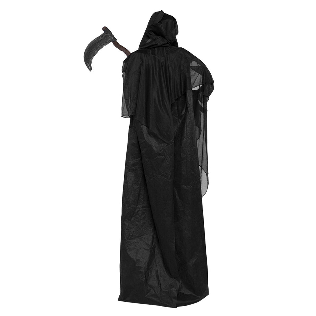 Halloween Sensenmann Deko stehend | Gruseliger Reaper mit Sense, Licht, Sound, Bewegung und Geräuscherkennung