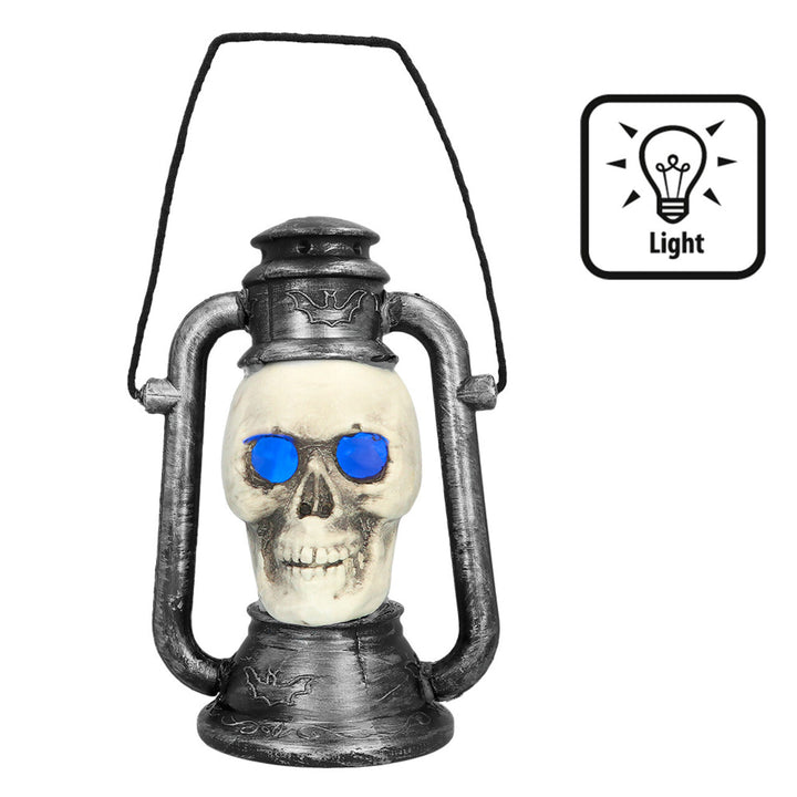 Halloween LED Laterne Totenkopf | Gruselige Schädel-Laterne mit 3 Farbwechsel-Lichtern für Halloween-Dekoration