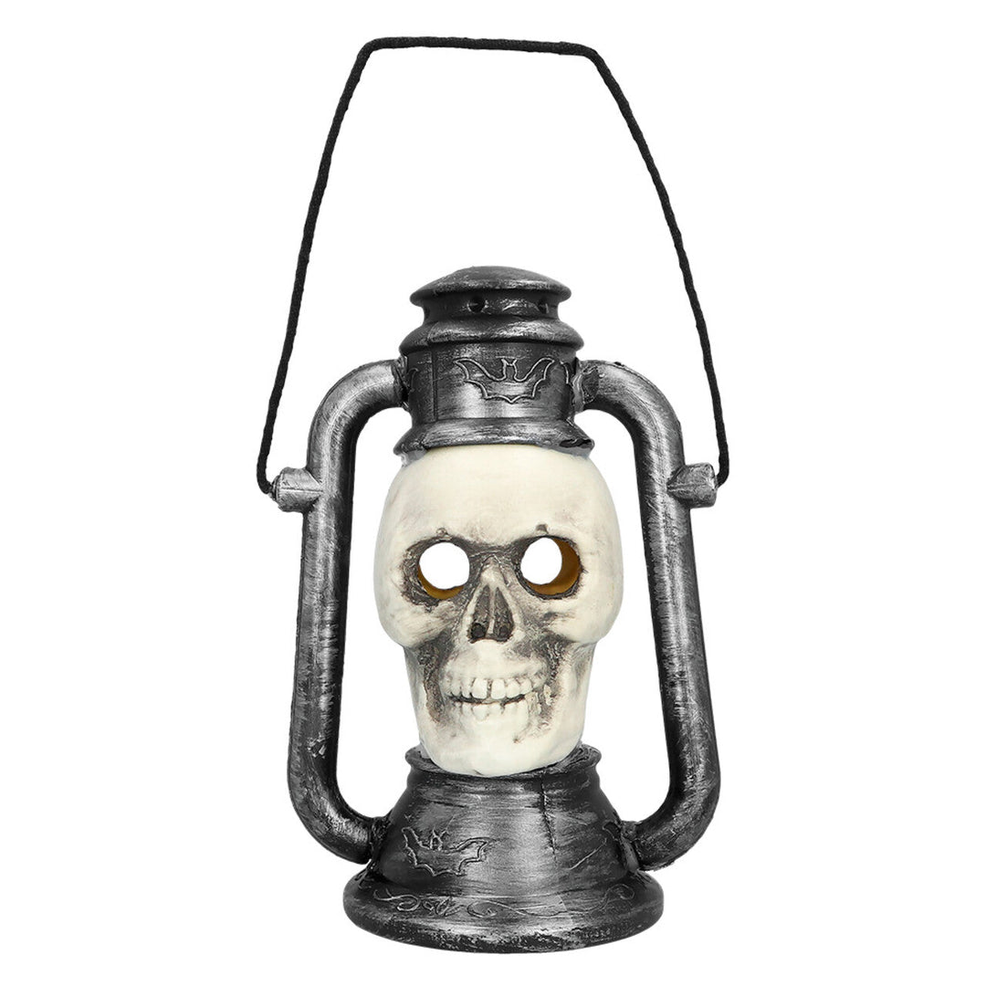 Halloween LED Laterne Totenkopf | Gruselige Schädel-Laterne mit 3 Farbwechsel-Lichtern für Halloween-Dekoration