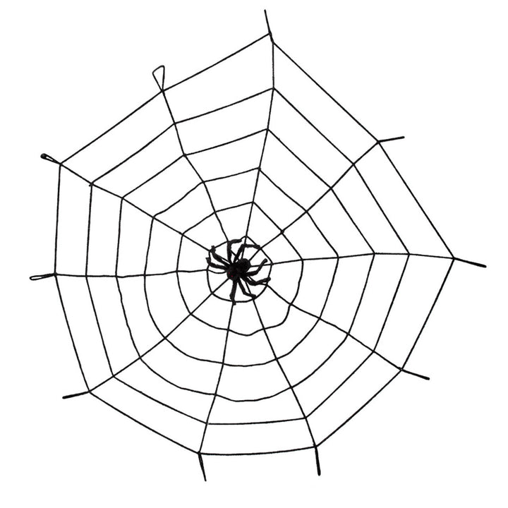 Halloween Spinnennetz elastisch | Schwarzes Spinnennetz mit Spinne zum Aufhängen für Wände, Fenster und Halloween-Partys