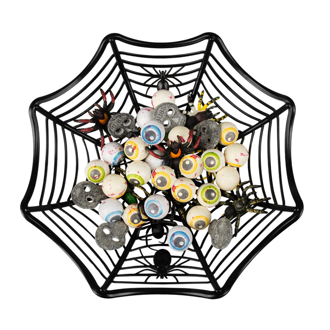 Halloween Spinnennetz Korb | Schwarze Spinnennetz-Schale für Süßigkeiten und Halloween-Partydekoration