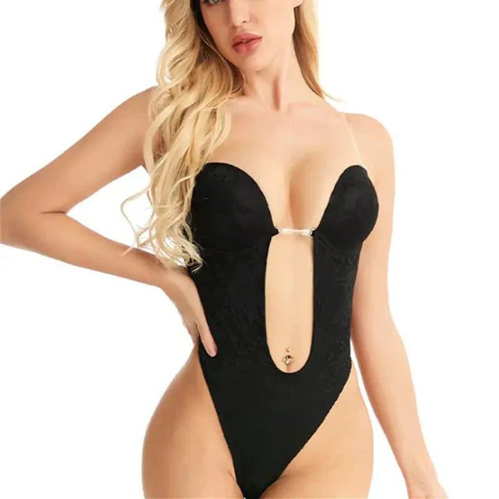 Rückenloser Shapewear-Body mit transparenten Trägern | Nahtlos glättend &amp; stützend | Unsichtbar unter Kleidern | 2er-Set