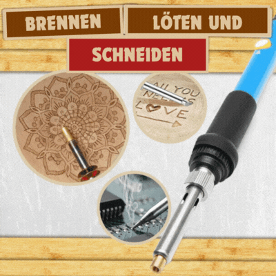 Pyrographie-Brennset 60W | Brandmalerei-Set mit 28 Brennspitzen und einstellbarer Temperatur für Holz und Leder
