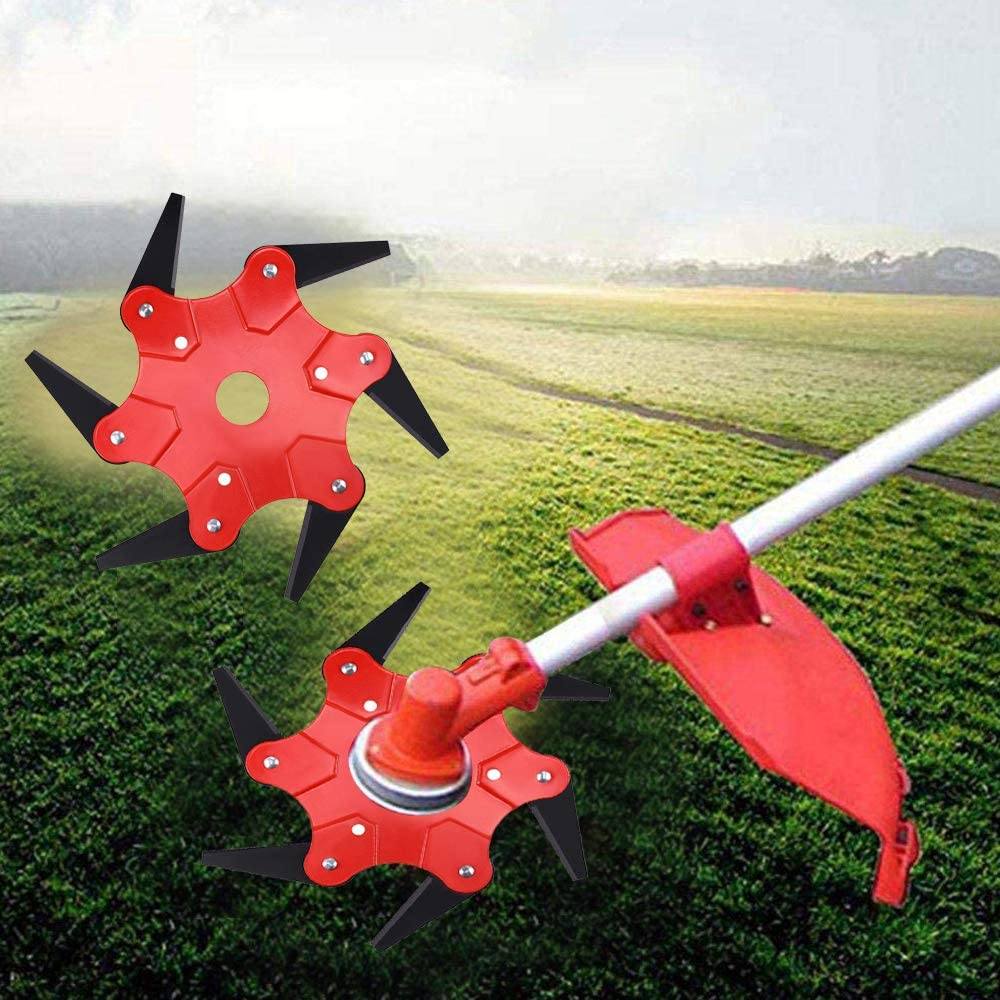 Testa tagliabordi in acciaio a 6 lame | Foro 25,4 mm (1"), acciaio manganese 65Mn | Taglio a 360° per erbacce e erba | Per molti decespugliatori