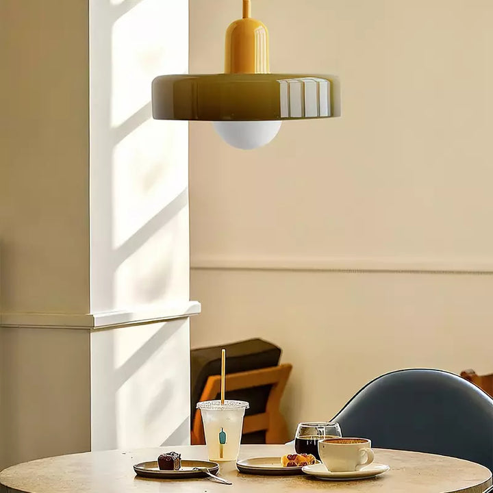 Pendant lamp made of metal &amp; glass with stained glass look | Ø25/Ø35 cm, G9 socket | Adjustable suspension | Crystal look