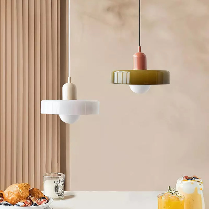 Pendant lamp made of metal &amp; glass with stained glass look | Ø25/Ø35 cm, G9 socket | Adjustable suspension | Crystal look