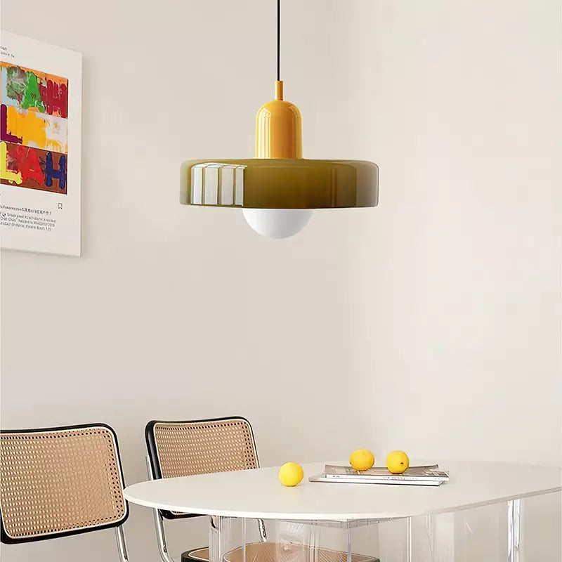 Pendant lamp made of metal &amp; glass with stained glass look | Ø25/Ø35 cm, G9 socket | Adjustable suspension | Crystal look