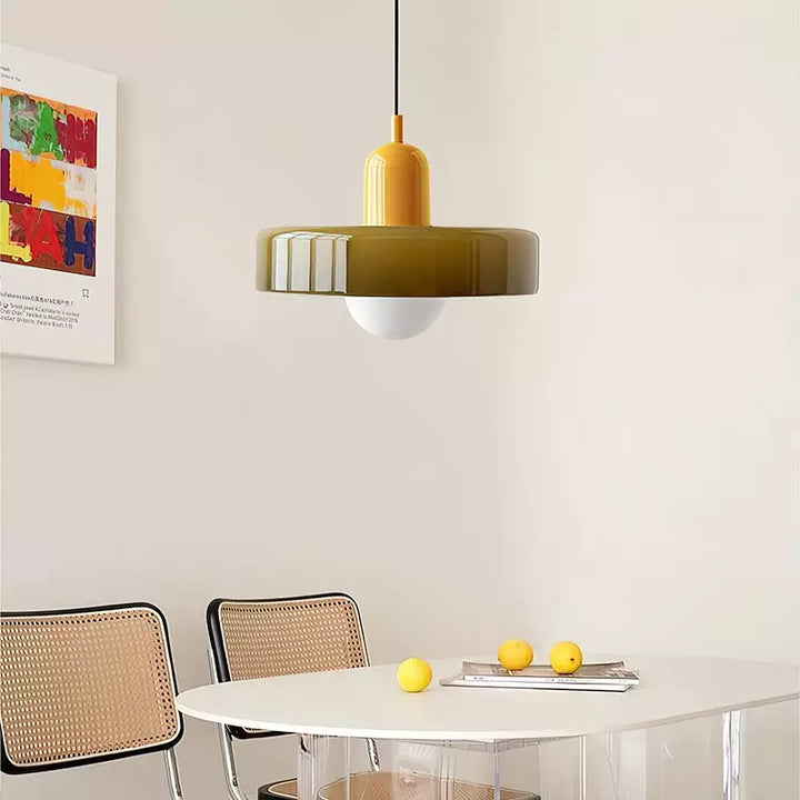 Pendant lamp made of metal &amp; glass with stained glass look | Ø25/Ø35 cm, G9 socket | Adjustable suspension | Crystal look