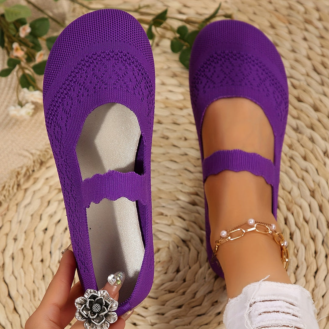 Damen Ballerinas Mary Jane | Ultraweicher, atmungsaktiver Stoff | Ergonomische Einlegesohle | Rutschfeste Gummisohle