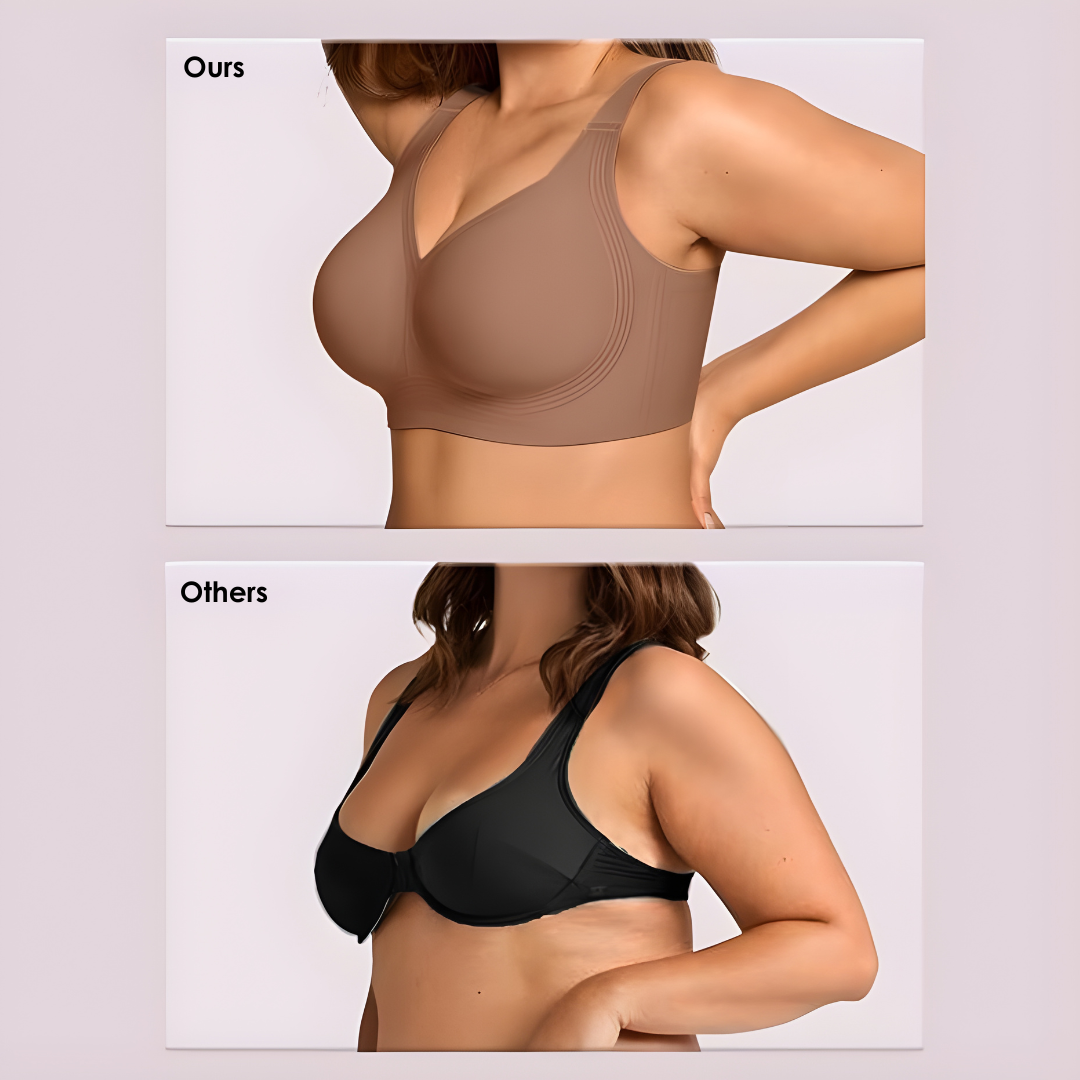Reggiseno wireless da donna con supporto a 4 strati in gelatina | Copertura completa, coppe leggermente imbottite | S-4XL | Nero, Nude, Beige
